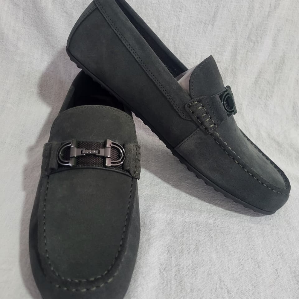Aldo Scuderia Military Green Loafers with Silver Buckle